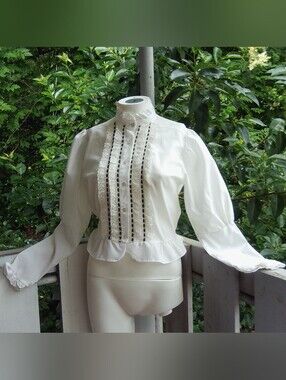 Vintage 70s 80s Ruffles lace Cottagecore Prairie Peplum Top